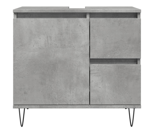 Mueble de lavabo madera ingeniería gris hormigón 65x33x60 cm