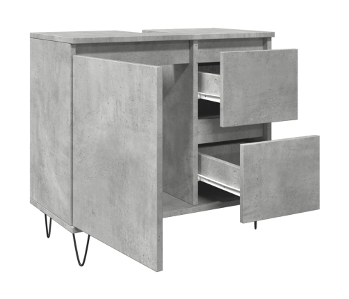 Mueble de lavabo madera ingeniería gris hormigón 65x33x60 cm