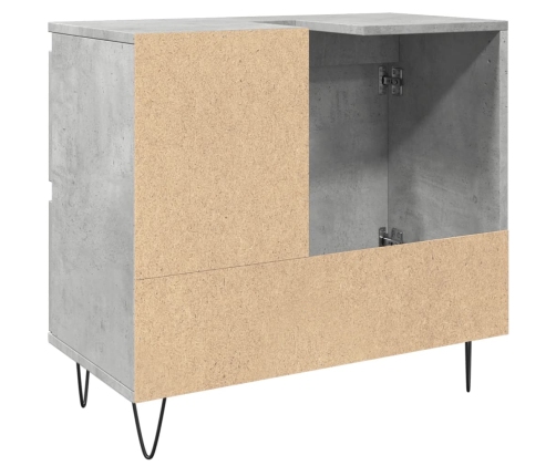 Mueble de lavabo madera ingeniería gris hormigón 65x33x60 cm