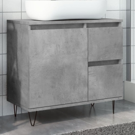 Mueble de lavabo madera ingeniería gris hormigón 65x33x60 cm