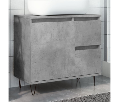 Mueble de lavabo madera ingeniería gris hormigón 65x33x60 cm