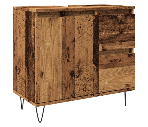 Mueble de lavabo madera de ingeniería envejecida 65x33x60 cm