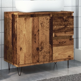 Mueble de lavabo madera de ingeniería envejecida 65x33x60 cm