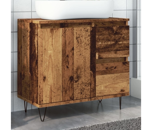 Mueble de lavabo madera de ingeniería envejecida 65x33x60 cm