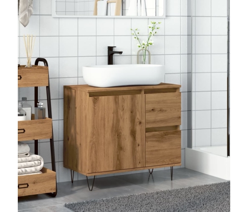 Mueble de lavabo madera de ingeniería roble artisan 65x33x60 cm