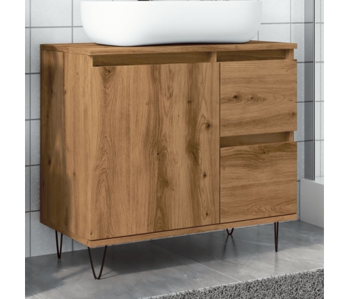 Mueble de lavabo madera de ingeniería roble artisan 65x33x60 cm