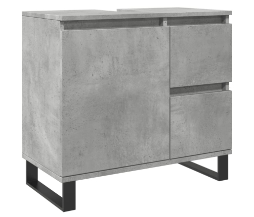 Mueble de lavabo madera ingeniería gris hormigón 65x33x60 cm