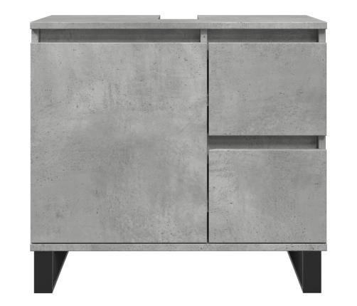 Mueble de lavabo madera ingeniería gris hormigón 65x33x60 cm