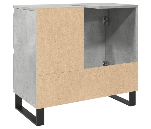 Mueble de lavabo madera ingeniería gris hormigón 65x33x60 cm