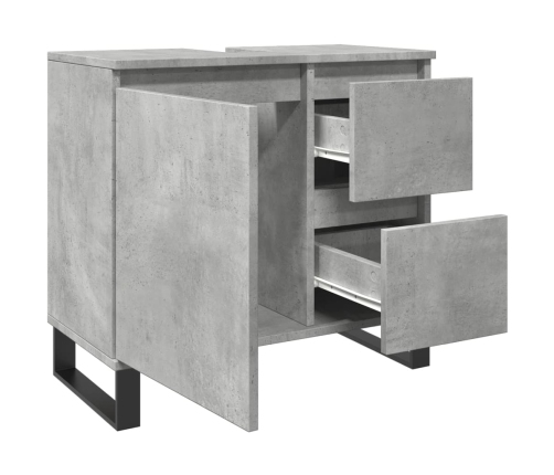 Mueble de lavabo madera ingeniería gris hormigón 65x33x60 cm