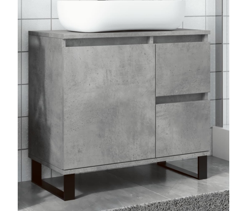 Mueble de lavabo madera ingeniería gris hormigón 65x33x60 cm