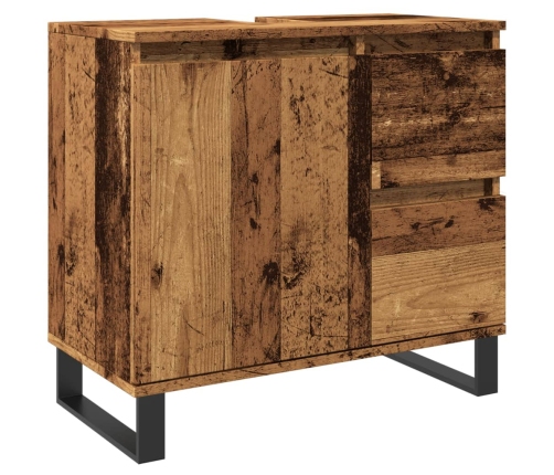 Mueble de lavabo madera de ingeniería envejecida 65x33x60 cm