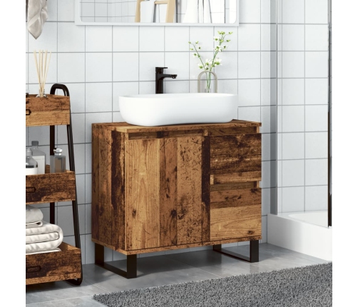 Mueble de lavabo madera de ingeniería envejecida 65x33x60 cm