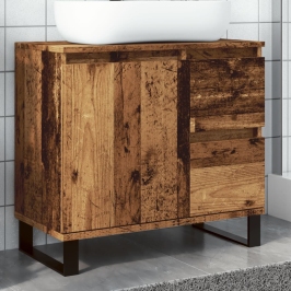 Mueble de lavabo madera de ingeniería envejecida 65x33x60 cm