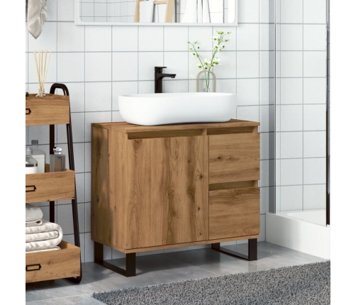 Mueble de lavabo madera de ingeniería roble artisan 65x33x60 cm