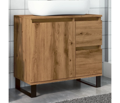 Mueble de lavabo madera de ingeniería roble artisan 65x33x60 cm