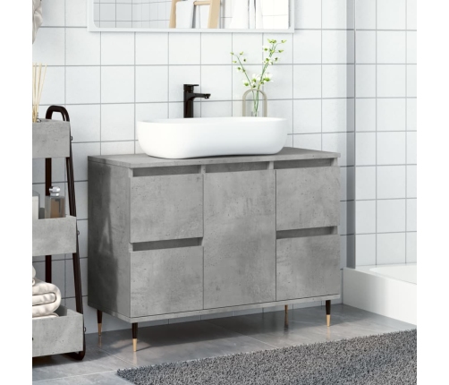 Mueble de baño madera de ingeniería gris hormigón 80x33x60 cm