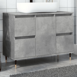 Mueble de baño madera de ingeniería gris hormigón 80x33x60 cm