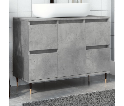 Mueble de baño madera de ingeniería gris hormigón 80x33x60 cm