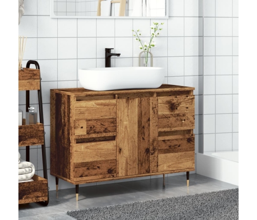 Mueble de baño madera de ingeniería envejecida 80x33x60 cm