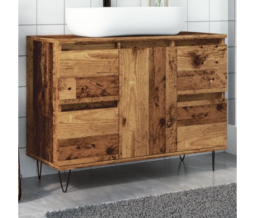 Mueble de baño madera de ingeniería envejecida 80x33x60 cm