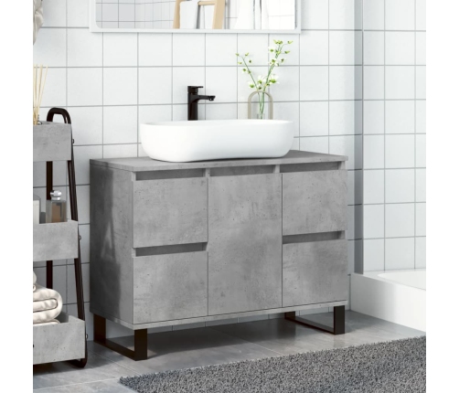 Mueble de lavabo madera de ingeniería gris hormigón 80x33x60 cm