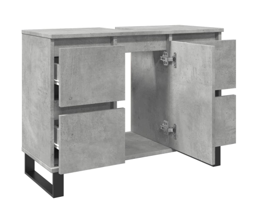 Mueble de lavabo madera de ingeniería gris hormigón 80x33x60 cm