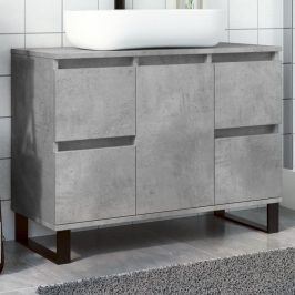 Mueble de lavabo madera de ingeniería gris hormigón 80x33x60 cm