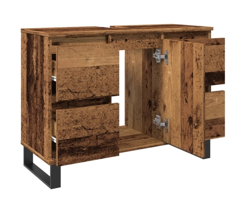 Mueble de lavabo madera de ingeniería envejecida 80x33x60 cm