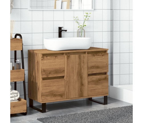 Mueble de lavabo madera de ingeniería roble artisan 80x33x60 cm