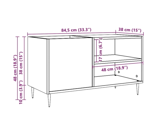 Mueble para discos madera ingeniería envejecida 84,5x38x48 cm