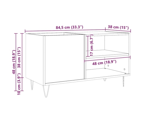 Mueble para discos madera ingeniería envejecida 84,5x38x48 cm