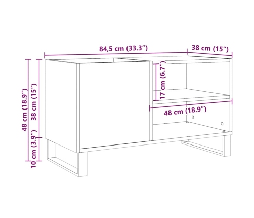 Mueble para discos madera ingeniería envejecida 84,5x38x48 cm