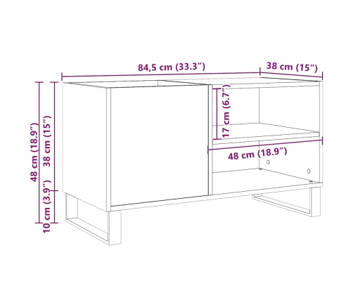 Mueble discos madera de ingeniería roble artisan 84,5x38x48 cm