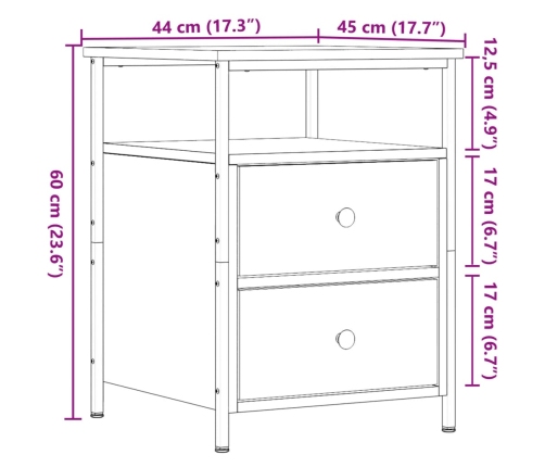 Mesita de noche madera de ingeniería envejecida 44x45x60 cm