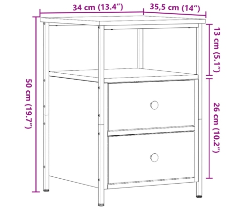 Mesitas de noche 2 uds madera envejecida 34x35,5x50 cm