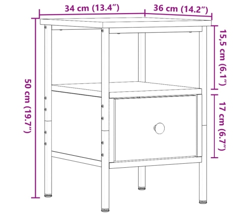 Mesitas noche 2 uds madera ingeniería roble artisan 34x36x50 cm