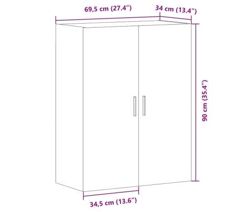 Armario de pared madera de ingeniería envejecida 69,5x34x90 cm