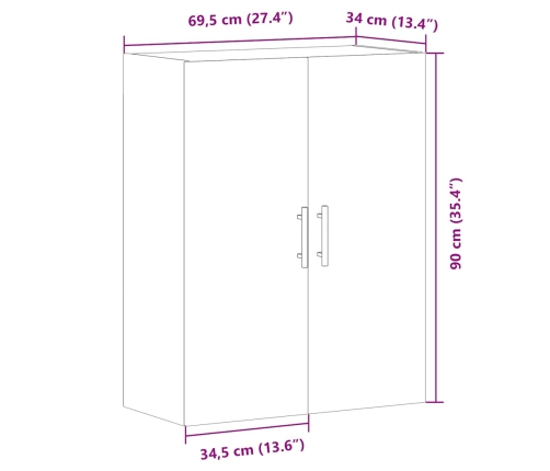 Armario de pared madera de ingeniería envejecida 69,5x34x90 cm