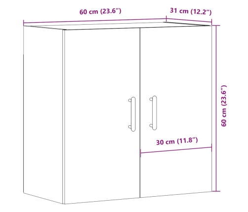 Armario pared madera ingeniería envejecida 60x31x60 cm