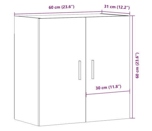 Armario pared madera ingeniería envejecida 60x31x60 cm