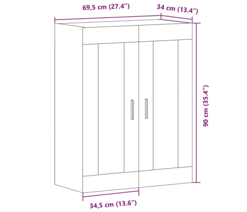 Armario de pared madera ingeniería roble artisian 69,5x34x90 cm