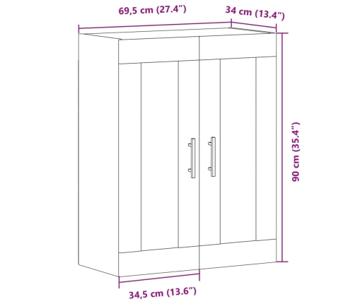 Armario de pared madera de ingeniería envejecida 69,5x34x90 cm