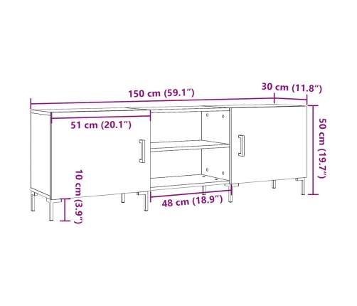 Mueble de TV madera de ingeniería envejecida 150x30x50 cm