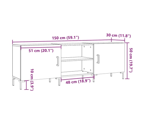 Mueble de TV madera de ingeniería roble artisan 150x30x50 cm