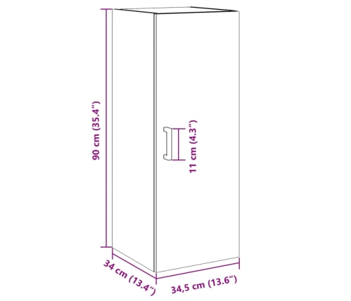 Armario de pared madera de ingeniería envejecida 34,5x34x90 cm