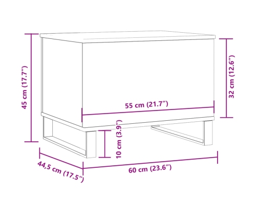 Mesa de centro madera de ingeniería envejecida 60x44,5x45 cm