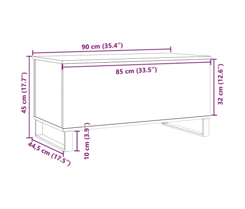 Mesa de centro madera de ingeniería envejecida 90x44,5x45 cm