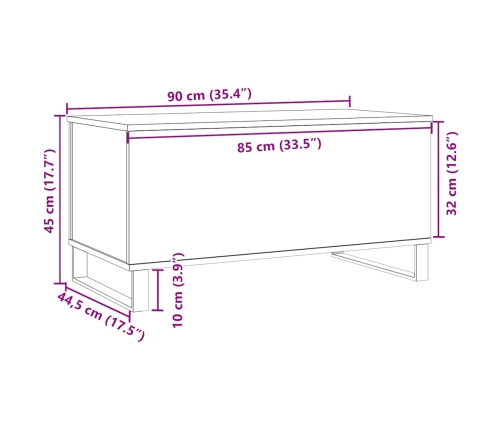 Mesa de centro madera de ingeniería roble artisan 90x44,5x45 cm