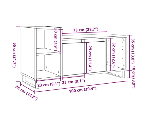 Mueble para TV madera de ingeniería roble artisan 100x35x55 cm